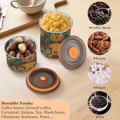 Stainless Steel Coffee Storage Containers with Airtight Lid, Hippy Mandala 17oz Food Storage Container Kitchen Canister for Tea, Coffee Beans, Ground, Sugar Storage - Image 5