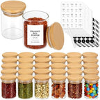 EgticHome 4OZ Glass Spice Jars with Bamboo Lids and 315 Labels, 32 Pcs Clear Food Storage Containers for Kitchen Sugar Salt Coffee Tea Beans by abc