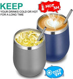 VEGOND Wine Tumblers Bulk 6 Pack, 12oz Stainless Steel Stemless Wine Glass with Lids and Straws, Double Wall Vacuum Insulated Tumbler Cup, Coffee Mug for Cold Hot Drinks - Image 4