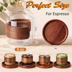 Espresso Cups Set of 4, 5 oz Shot Cup with Wooden Ring, Coaster - Image 3