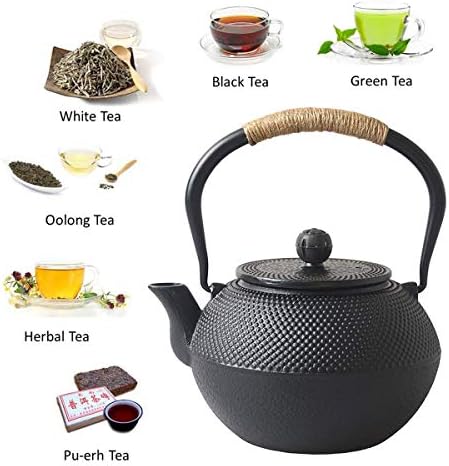 Large Cast Iron Teapot With Infuser For Varieties Of Loose Leaf Tea, Tea Bags, Black Tea Kettle Stovetop Safe 1200ml/41oz - Image 4