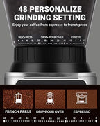 AMZCHEF Coffee Grinder and Milk Frother Set, 48 Grind Settings Burr Grinder with LED Touchscreen + 8-IN-1 Hot & Cold Milk Steamer, All-in-One Home Barista Kit for Espresso, Latte, Cappuccino & Iced Co - Image 5
