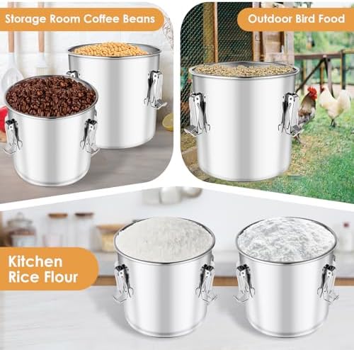 304 Stainless Steel Food Containers with Lids,21L/40LBS Airtight Food Storage Containers with Lock Clips for Flour Rice Sugar Coffee Bean,Stainless Steel Food Storage Containers for Kitchen - Image 7
