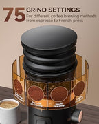 AMZCHEF 75-Setting Single Dose Coffee Grinder, 40mm Burr, <0.2g Retention - Image 2