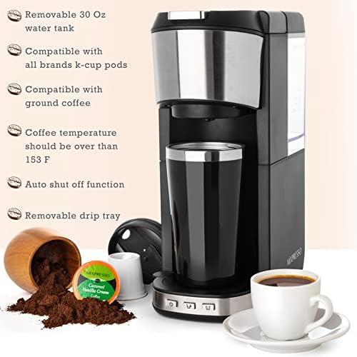 Mixpresso Coffee Maker Single Serve For Ground Coffee & Compatible With K Cup Pods, With 14oz Travel Mug & Reusable Filter For Home, Office & Camping, 30oz Removable Water Tank. - Image 3