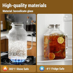 2 Pack 1 Gallon thickened Square Glass Pitcher with Lid, Classic Stripes Water Pitchers for Fridge, Borosilicate Glass Carafe for Hot/Cold Brew Drink, Extra Large Jug with Handle for Iced Tea, Coffee - Image 6