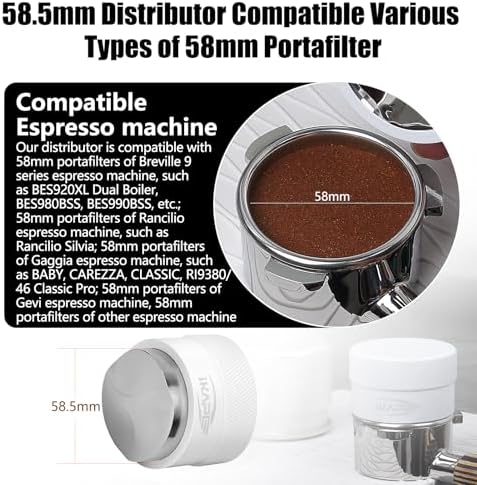 IKAPE 58MM Coffee Distributor, Gravity Adaptive Espresso Distributor Fits All Over 58MM Espresso Portafilter, Compatible with 58.35MM Rancilio Bottomless Portafilter (White) - Image 2