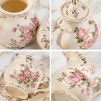 YOLIFE 22 Pcs Tea Sets for Adults, Porcelain Vintage Teaset (Pink Rose) - Image 4