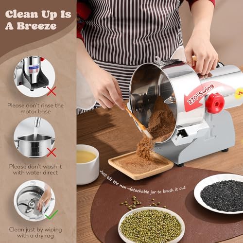 Moongiantgo Grain Mill Grinder Commercial Spice Grinder, 2000g Swing, 110V - Image 5