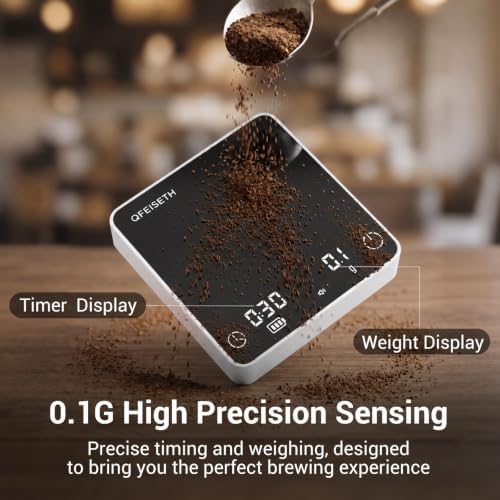 Mini Coffee Scale with Timer, 0.1g/2kg Rechargeable Espresso Scale, 4 Brewing Modes with Auto Tare and Real-Time Brew Ratio, Compact Digital Brewer for Pour-Over, White - Image 4