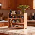 Mug Display Shelf Walnut Wood 4-Tier Coffee Kitchen Countertop Organizer - Image 7