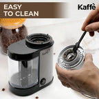 Kaffe Electric Burr Coffee Grinder (5.5oz) w/Adjustable Precise Coarseness Settings - Flat Burr - [Improved Motor] - Precision Coffee Bean Grinder for Home Use - Stainless Steel - Image 5