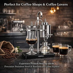 Nispira Belgian Balance Syphon Vacuum Coffee Maker, 500 ml Vintage Gravity Brewing System, Silver Finish, Manual Tabletop Coffee Brewer - Image 5