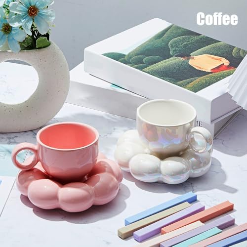 2 Pieces 7oz Ceramic Coffee Mug with Cloud Coaster and Spoon, Sunflower - Image 4