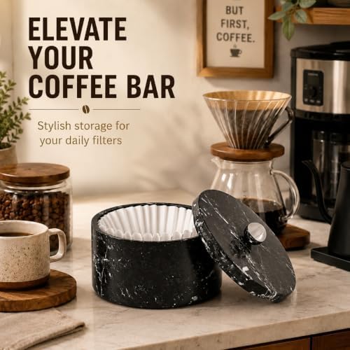 Marble Coffee Filter Holder 6 inch Handmade Black - Image 5