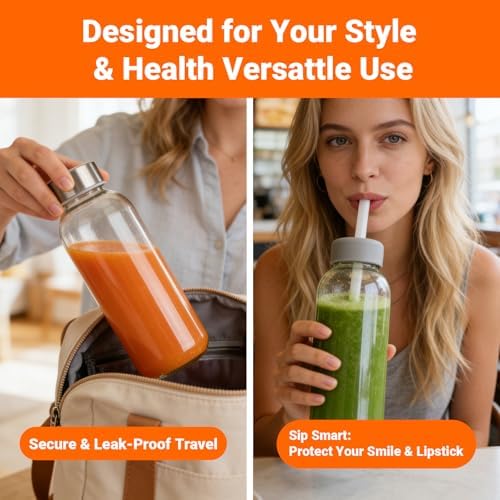 Sursip Glass Juice Bottles 16 oz with Lids (12 Pack) - Image 6
