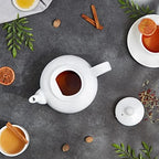 RSVP International Stoneware Teapot Collection, Microwave and Dishwasher Safe, 42 oz, White - Image 3