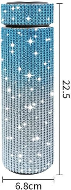 17 oz Bling Stainless Steel Water Bottle Rhinestone Vacuum Water Bottle Glitter Bottles Diamond Vacuum Flask Mug Gift Girls Women (500ml), Gradient Blue - Image 2