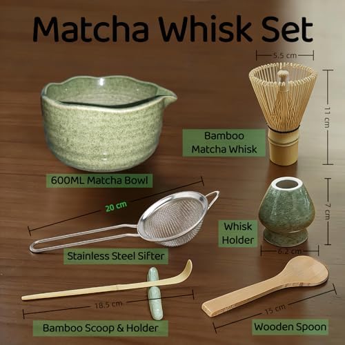 Matcha Whisk Set Kit Gift for Mother's Day - Complete 8-Piece Ceramic Matcha Bowl with Spout, Whisk, Scoop, Sifter, Holder & Towel, Elegant Matcha Making Kit for Beginners & Lovers - Image 2