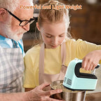 Yomelo 9-Speed Digital Hand Mixer Electric, 400W Powerful DC Motor, Hand Mixer Electric Handheld with Snap-On Storage Case, 5 Stainless Steel Accessories, Beaters, Dough Hooks, Whisk(Ice Blue/Black) - Image 4