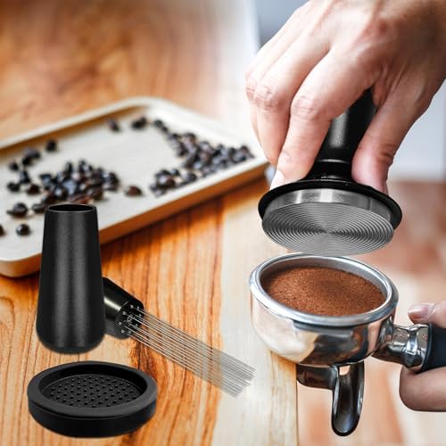 53mm Coffee Espresso Tamper Set, 22PCS Espresso Machine Accessories with Espresso Tamper, WDT Tool, Coffee Stirrer, Frothing Pitcher, Latte Art Pen, Tamper Mat, Coffee Stencils for Espresso Machine - Image 7