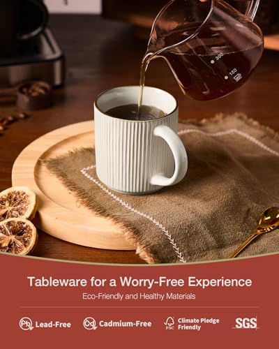 famiware Coffee Mug Set of 4, Star 12 oz Ceramic Mugs Cups Set with Handle - Image 2
