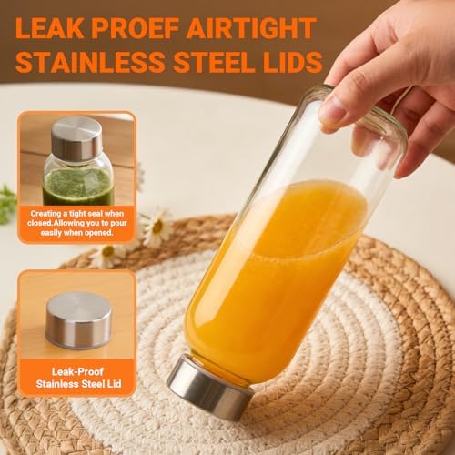 Sursip 16 oz Glass Juice Bottles with Lids, 8 Pack - Image 5