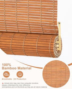 24" W x 72" H Cordless Bamboo Roman Shades for Interior, Brown - Image 5