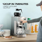 NUPANT 12-Cup Commercial Coffee Maker with Water Line 1.8L Auto-Filling Drip Coffee Maker Machine with 2 Glass Carafes and 2 Warmers Stainless Steel Pour over Coffee Brewer for Restaurant Office cafe - Image 2