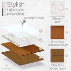 Set of 4 Heat Resistant Cork Placemats for Dining Table with Free Set of 4 Matching Drink Coasters Marble Design 16 x 12 Inches Cork Backed Hard Placemats (Foiled Gold) - Image 3