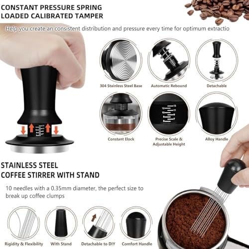 10PCS Espresso Accessories Kit 51mm Coffee Tamper Set with frothing pitcher - Image 4