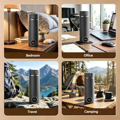 Travel Kettle,Portable Electric Kettle,Small Hot Water Boiler with 6 Temperature Settings,Mini Tea Coffee Kettle with 304 Stainless Steel and Fast Boiling Water and Boil Dry Protection,450ml (Grey) - Image 6