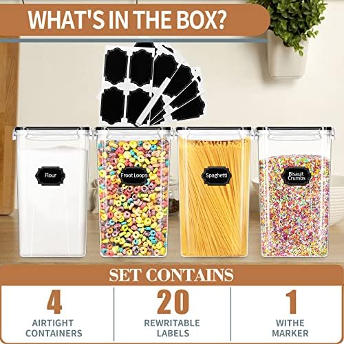 4pcs Large Tall Airtight Food Storage Containers with Lids - 6.5L / 5.9qt - Image 3