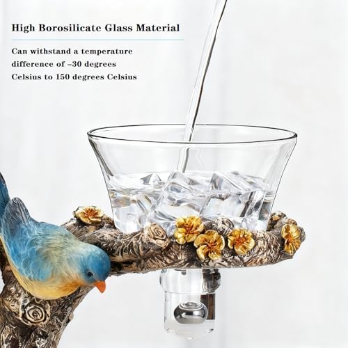 Lazy Kungfu Glass Tea Set Heat Resistant Semi Automatic Drip Rotating with Infuser Magnetic Teapot Set for Gongfu Tea Making Ideal (Blue Bird) - Image 4