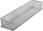 YBM HOME Silver Mesh Drawer Cabinet and or Shelf Organizer Bins, School Supply Holder Office Desktop Organizer Basket (24, 3x15x2 Inch) by YBMHome