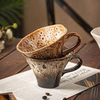 10oz Ceramic Dripper Mug Camping Reactive Glaze Scalloped Rim - Image 5