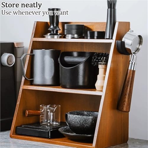 Solid Wood Storage Rack, Wall-Mounted or Countertop Organizer for Coffee Station, Hanging Cabinet for Kitchen and Pantry, Floating Shelf for Mugs, Portafilter and Coffee Accessories(16*41CM(6.3*16.1IN - Image 3