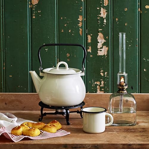 Vintage Enamel Kettle, Tea Pot Stovetop for Hot Water Fast to Boil, Teapot for Stovetop, Hot Water Kettle Teapot (Ivory 2.5L) - Image 3