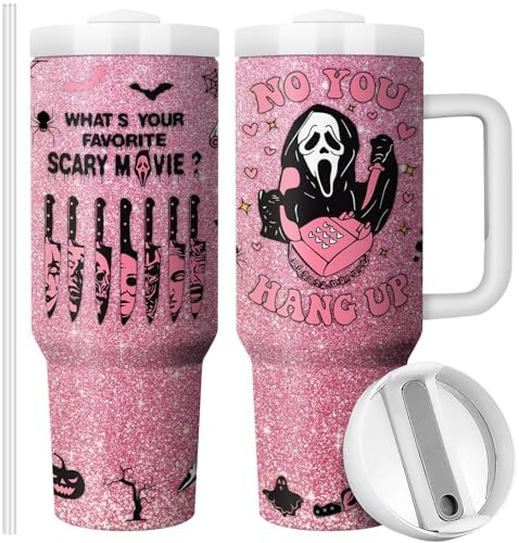 Halloween Scary Mask Tumbler with Lid and Straw 40oz by Equoza