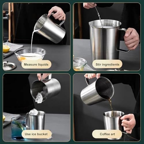 Frother Cup - 680g Milk Frothing Pitcher, Stainless Steel Measuring Cup, Portable Milk Frother Pitcher, Latte Cappuccino Brunch Beverage Accessory for Home Coffee Shops Restaurant Use - Image 6