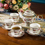 ACMLIFE Fine Bone China Tea Set, 13-Piece English Tea Set for Adults, Afternoon Tea Sets for Women Tea Party or Gift Giving, Pink and Gold - Image 2