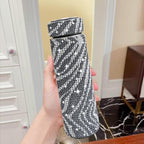 17 oz Bling Stainless Steel Water Bottle Rhinestone Vacuum Water Bottle Glitter Bottles Diamond Vacuum Flask Mug Gift Girls Women (500ml), Black+White Stripe - Image 3