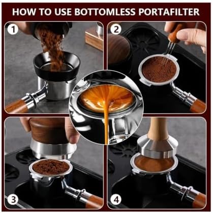 Coffee Portafilter Handle,Compatible For MISCHIEF,Black Bottomless Handle Protafilter 2 Ears 58mm Stainless Steel Bottomless Coffee Portafilter For E61 GROUP(Silver-E61) - Image 7