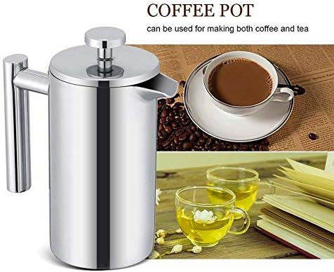 TOPINCN French Press Coffee Maker, Stainless Steel, Double Wall Insulation, Mirror Finish, 350ml, with Filter, for Coffee and Tea - Image 4