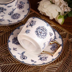 KAMMAK Tea Cups and Saucers Set of 2, Fine Bone China Coffee Cups, 571N - Image 7