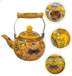 Healeved Enamel Tea Kettle with Ceramic Handle and Infuser 2.2L Water Kettle Coffee Pot Classic Floral Tea Kettle Steel Teapot for Stovetop Induction Cooker No Whistling Yellow - Image 6