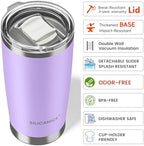 Coffee Tumbler 20 oz, Double Wall Stainless Steel Travel Coffee Mug with Removable Slider Lid, BPA Free, Car Cup Holder Compatible - Gym/Office/Travel/Home - Lilac - Image 5