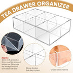Maitys 4 Pcs Acrylic Tea Bag Organizer Clear, 6 Compartments Divided Box - Image 3
