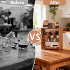 Mug Display Shelf Walnut Wood 4-Tier Coffee Kitchen Countertop Organizer - Image 4
