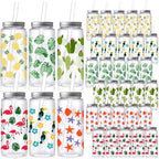 Skylety 30 Pcs Hawaiian Luau Cups 13. 5 oz Summer Tropical Plastic Cups with Lids and Straws Reusable Cute Plastic Tumbler for Hawaii Beach Sea Summer Birthday Party Drinkware Supplies by Skylety